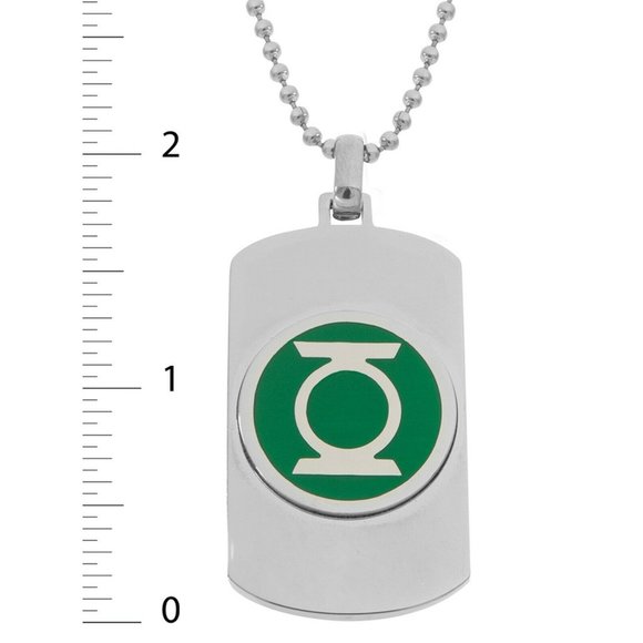 DC Comics Green Lantern Stainless Steel Dog Tag Pendant Green 22" Ball Chain - Picture 4 of 6